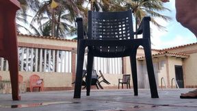 Enjoying the beach in a swimsuit and with my big legs crossed (1)