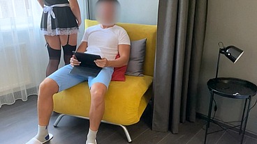 Hot Mistress Maid Fucks Her Sissy Boss's Ass for Extra Cash