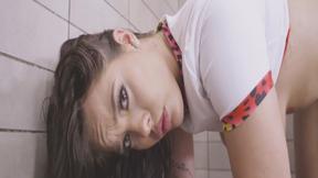 ”Gorgeous Katrina Kastro rubing her clit as the stud pounds her hard”