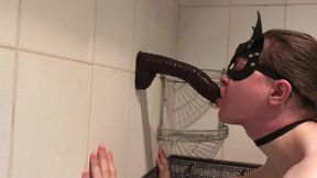 Sissy dildo BJ and deepthroat practice