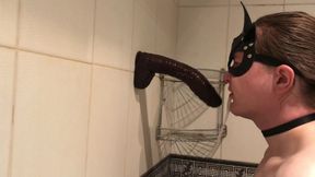 Sissy dildo BJ and deepthroat practice