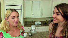 ally brooks and shiloh sharada scissor and lick shaved pussies