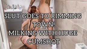 Submissive Slut Goes to Rimming Town and Milks Cock Until Huge Cumshot
