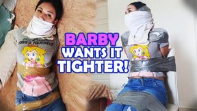 Barby Wants Tighter Bondage: Wrapped in Rope and Duct Tape by Dominatrix Lau (high res mp4)