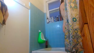 Laughing Slutty COCK TEASE shower Cellulite Booty Hairy Camgirl PAWG Bathtub Bathroom Bend Over