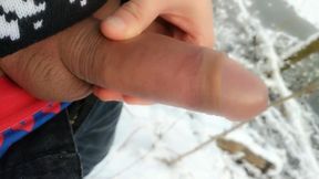 Cold Forest Jerk off - Different Angles of Dick Jerking and 2 Cumshots