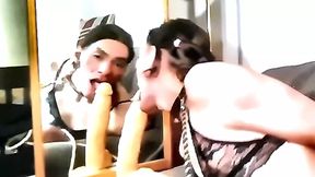 Sissy Feminization Blowjob Training and Sissyslave is not allowed to let the Dildo slip out her Mouth for one Hour.