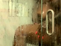 Amateur black Diamond takes a shower and masturbates