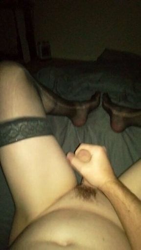 Horny Uncut Boy In Stockings Finger Licking Orgasm