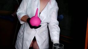 Medical fetish nurse golden nectar enema