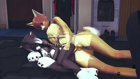 Furry Hentai 3D - Fox fucks cat and fills her pussy - Anime Manga Japanese Yiff Cartoon Porn