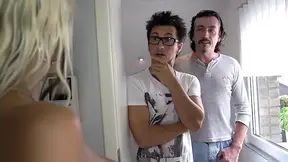 Sexy blonde MILF enjoying in threesome double penetration fuck