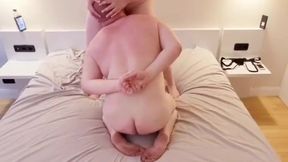 Mistress dominates and destroys her male slave's asshole with a big strapon