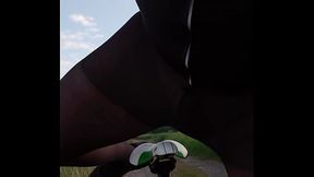 Schwarze Strumpfhose auf der Radtour