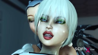 A hot young space girl gets fucked by female android futanari