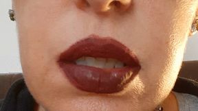 Bimbo lipstick mouth, smoking and spitting