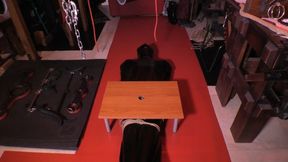 Evil Red Mummification and cbt with cock table