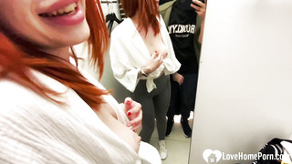 Redhead girl wanted to fuck in dressing rooms