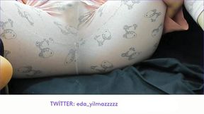 MILF in pajamas masturbates with big tits and ass
