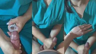 Sperm bank nurse in New York helps get my sample.