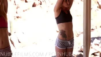 Dani Desire - Sultry Blonde Lesbians Unleash Passion in Public Yoga Spot
