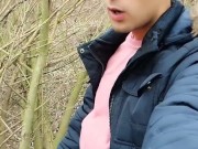 Twink cums on a chair used for fuck at cruising area