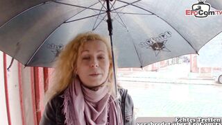 Normal German persuaded to have sex sex tape on the street