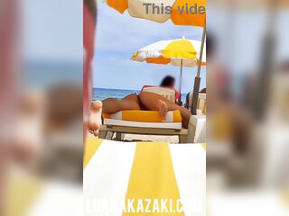 Spouse films undressed wife on the beach tanning her vagina in public Luana Kazaki