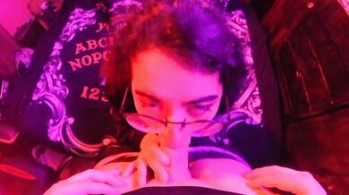 My best friend's sister takes my cock deep in her throat