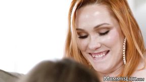Busty MILF and teen redhead lesbo squirt together