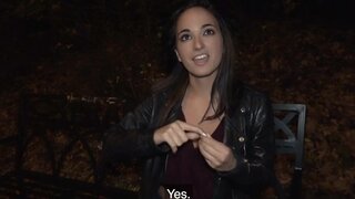 Hispanic stunner riding that dick in a POV public movie