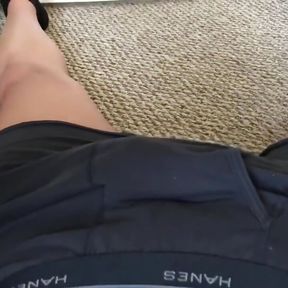 Thick Cock, Thick Cum in Hanes Black Boxer Briefs