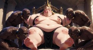 SSBBW Queen Body Worship - Slaves Licking Her Entire Body to Orgasm