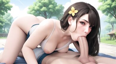 AI Generated - Sweet Ponytails White Shirt Intense Oral to Hardcore Ride