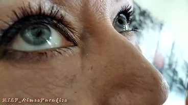 Sweet agony of a mature red bitch in sexy white lingerie...