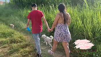 Pregnant Latina Gostosa gets a sloppy blowjob and doggy style fuck on stairs