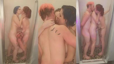 Emo goth chicks get railed in steamy shower threesome