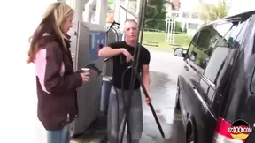 He Filled the Car with Gas, Then Filled the Slut with His Thick Cock.