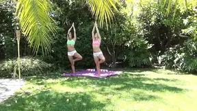 Sweaty lesbian workout with Gia and Lola