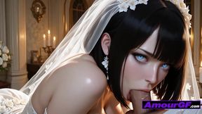 AI 3D Stunning Bride's White Dress Is Wrecked by Intense Facial Cumshots After Hard Ride