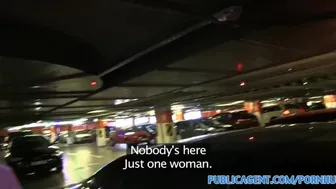 Pretty blonde takes a big cock in a public parking lot