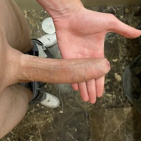Big white dick cumming on the marble