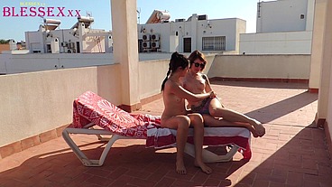 Wet girls rubbing in the sun