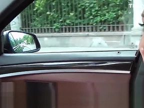 Stranded russian beauty loves public blowjob