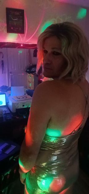 Sissy Molly Transgirlmolly731 - Gold Shiny Dress Dance &amp; Dirty Talk