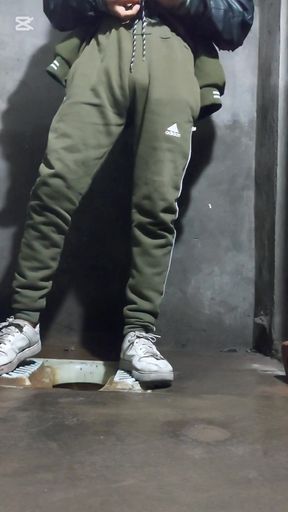 Twink Pakistani boy in public bathroom public toilet fingering masturbate   Clip 1