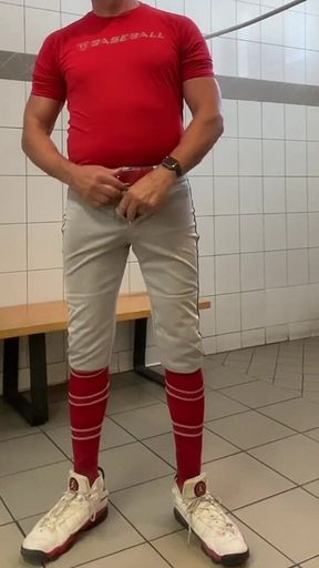 Buff Dilfjockdad87 Edges in the Locker Room in Baseball Gear