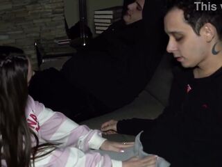 Chubby cuckold humilliated by her tiny wife!