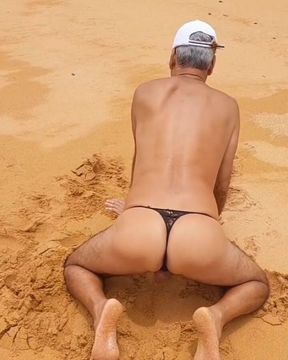 Ladysilva Crossdresser on the Beach in Panties What a Hot Ass