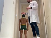 Giant doctor - Tiny check up & takes sperm sample